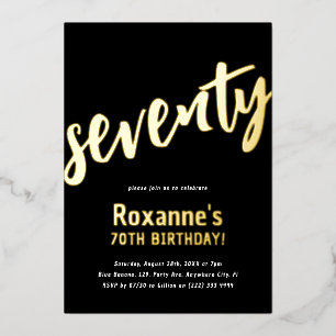 高級ゴールド 'seventy' マイルストーン 70歳の誕生日 箔招待状