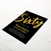 高級ゴールド 'Sixty' 成人節目 60歳の誕生日 箔招待状 (回転した状態)