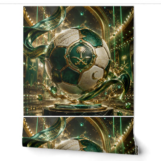 高級サウジアラビアサッカー壁紙 | 緑と金色 壁紙