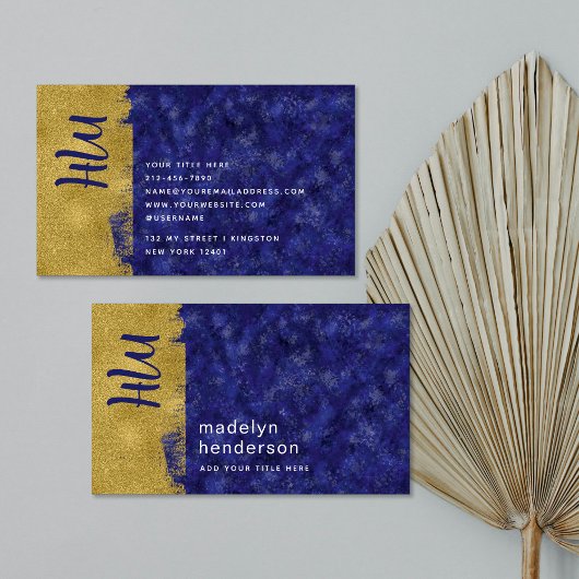 高級サファはっきりしたイア金ゴールドブラシモノグラム 名刺