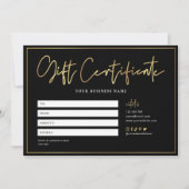 高級サロンブラック&金ゴールドグラムギフト証明書 (正面)