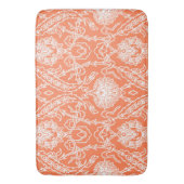 高級サンゴとホワイトダマスクパターン装飾品 バスマット (正面縦)