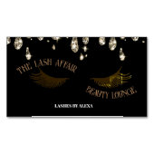 高級シックなブラックと金ゴールド滴下QRcodeの点滅 マグネット名刺 (正面)