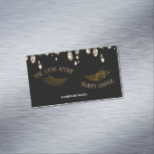 高級シックなブラックと金ゴールド滴下QRcodeの点滅 マグネット名刺 (インサイチュ)