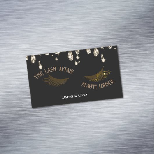 高級シックなブラックと金ゴールド滴下QRcodeの点滅 マグネット名刺 (インサイチュ)