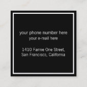 高級シックなブラックスクエアプロ スクエア名刺 (裏面)