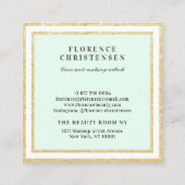 高級シックな金ゴールドグリッターフレームミントグリーンとホワイト スクエア名刺 (裏面)