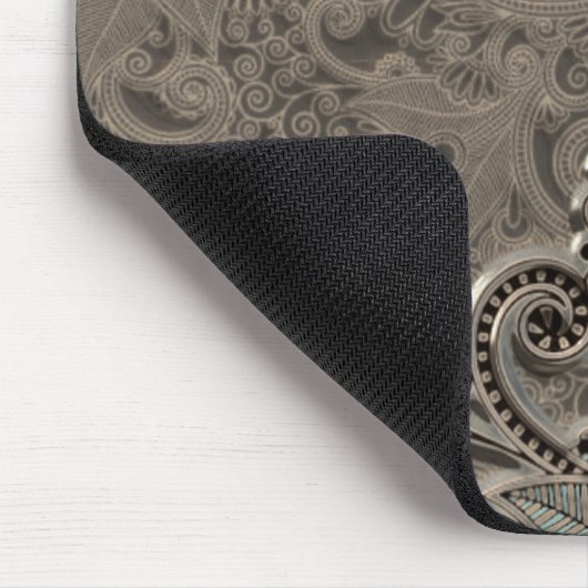 高級シックダマスクかわいらしペイズリーフローラルパターン マウスパッド (コーナー)