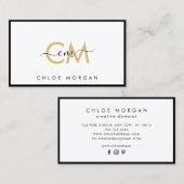 高級シックモダンブラック金ゴールドスクリプトシグネチャー 名刺 (正面/裏面)