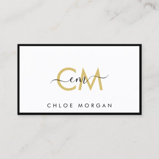 高級シックモダンブラック金ゴールドスクリプトシグネチャー 名刺 (正面)