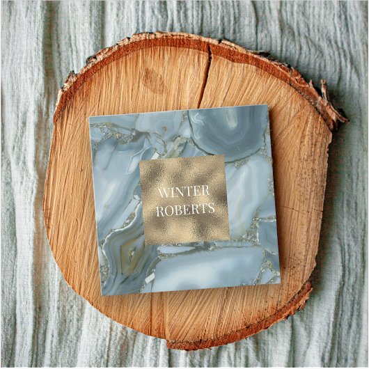 高級シック金ゴールドグリッターマーブル名刺 スクエア名刺