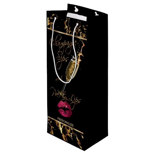高級シャンパンシップかわいらし&リップ ワインギフトバッグ (裏面アングル)