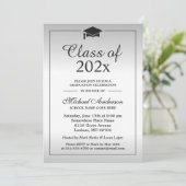 高級シルバーグラデーションの卒業式パーティーのクラス 招待状 (スタンド正面)