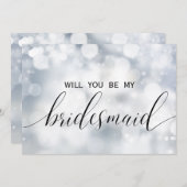 高級シルバーグリッターは私の花嫁になる 招待状 (正面/裏面)