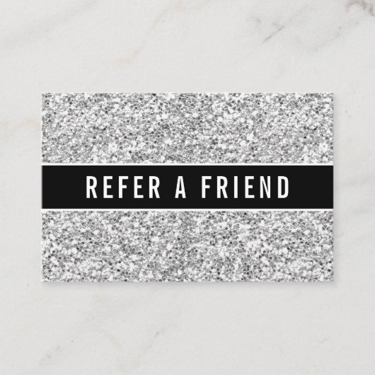 高級シルバーグリッターサロン紹介顧客 名刺 (正面)