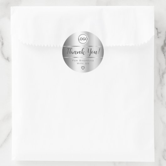 高級シルバーグレイグラデーションカラーグラデーションありがとう ラウンドシール (バッグ)