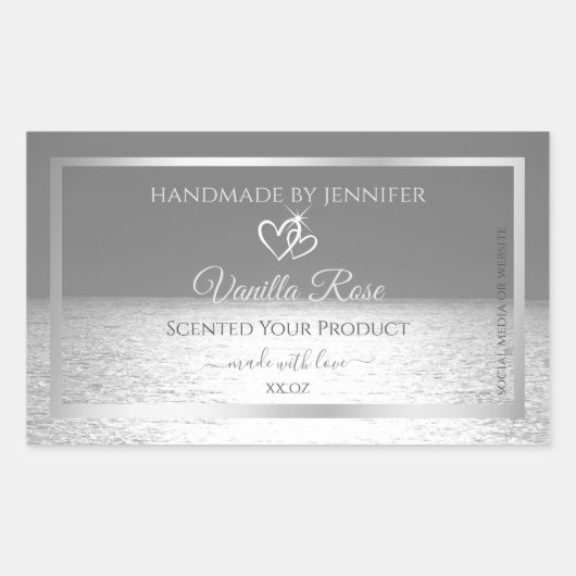 高級シルバーグレー海製品のパッケージラベル 長方形シール (正面)