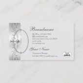 高級シルバーグレ華美イ縁どのロゴと写真 名刺 (裏面)