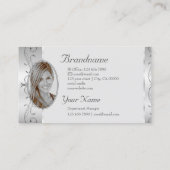 高級シルバーグレ華美イ縁どジュエル写真の追加 名刺 (裏面)