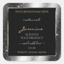 高級シルバースパークルグリッターフレーム製品ラベル