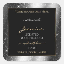 高級シルバースパークルグリッターフレーム製品ラベル スクエアシール