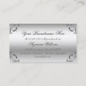 高級シルバーデコ華美ールモノグラム豪華な 名刺 (裏面)