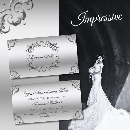 高級シルバーデコ華美ール豪華で贅沢 名刺