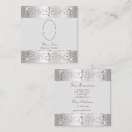 高級シルバーバラ金ゴールド華美オーナメント追加フォト スクエア名刺