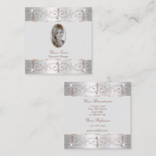 高級シルバーバラ金ゴールド華美オーナメント追加フォト スクエア名刺