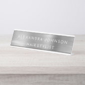 高級シルバーフォイルモダン事業 デスクネームプレート (正面)