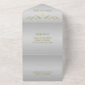 高級シルバー華美金ゴールド縁ど オールインワン招待状 (外側)