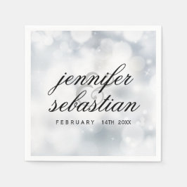 高級シルバー《写真》ぼけ味結婚ズモノグラム スタンダードカクテルナプキン