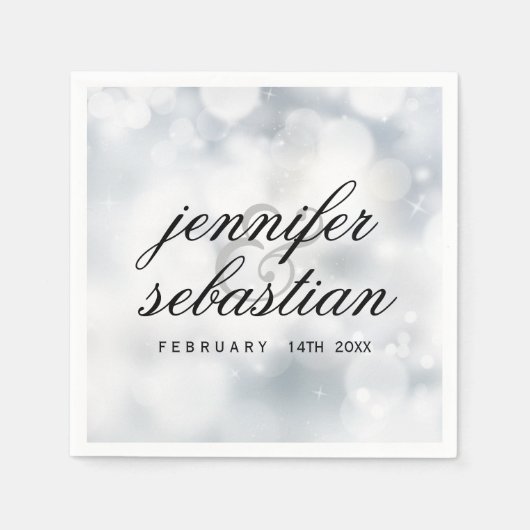 高級シルバー《写真》ぼけ味結婚ズモノグラム スタンダードカクテルナプキン (正面)