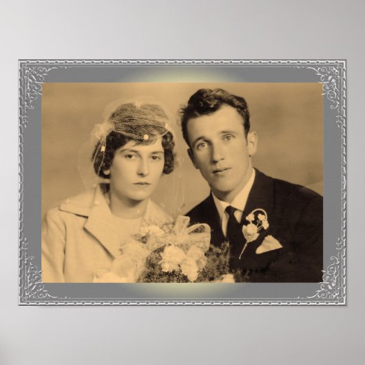 高級シルバ縁どーフレームカスタムフォトポスター ポスター (正面)