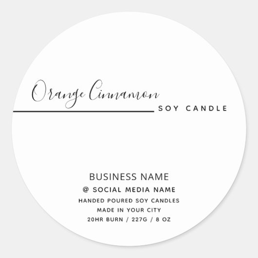 高級シンプルタイポグラフィ白モダン品 ラウンドシール (正面)