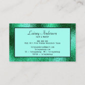 高級シンプルトレンディーフェイクグリーン金属箔 名刺 (裏面)
