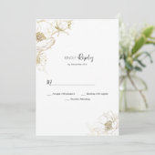 高級シンプル金ゴールドホワイトフローラRSVP 招待状 (スタンド正面)