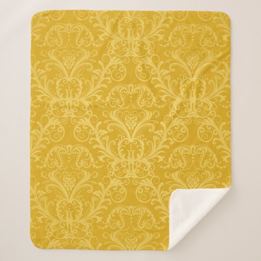 高級シームレスな金色のフローラ壁紙 シェルパブランケット (正面)
