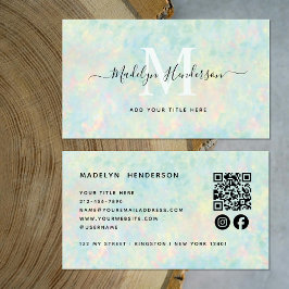 高級ジュエリーオパールQRコードソーシャルメディアモノグラム 名刺