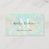 高級ジュエリーオパールQRコードソーシャルメディアモノグラム 名刺 (正面)