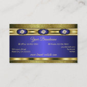 高級ジュエリースタイル金ゴールドパターンとブルーカラー 名刺 (裏面)