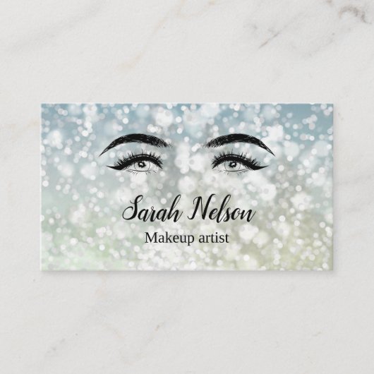 高級スイートシルバースパークリメイクアップビジネスカード 名刺 (正面)