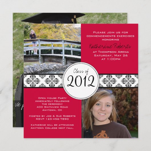 高級スクエア卒業発表 招待状 (正面/裏面)