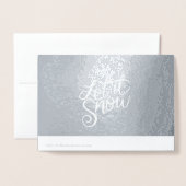 高級スタイリッシュシルバーで雪のクリスマスを過ごす 箔カード (裏面封筒付き)