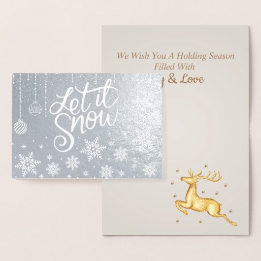高級スタイリッシュシルバーで雪のクリスマスを過ごす 箔カード (ディスプレー)