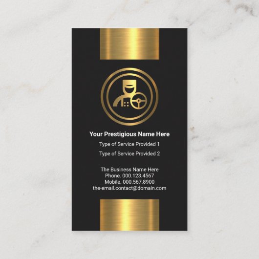 高級スタイリッシュ輝く金箔運転手 名刺 (裏面)