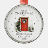 高級スタイルクリスマス編集可能アドレス新しいホーム メタルオーナメント (正面)