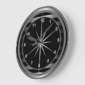 高級スチールとブラックストライプ ラージ壁時計 (傾斜)