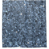 高級ステンドグラスブルーシルバー シャワーカーテン (正面)