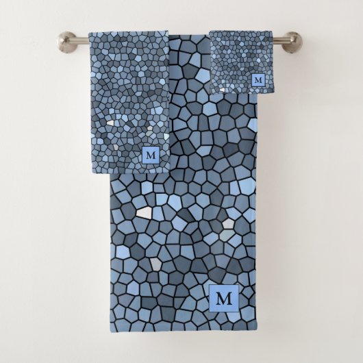 高級ステンドグラスブルーシルバー バスタオルセット (インサイチュ)